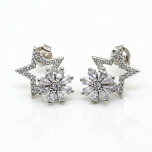 CZ WH.T SPINNER 925 SILVER EARRINGS