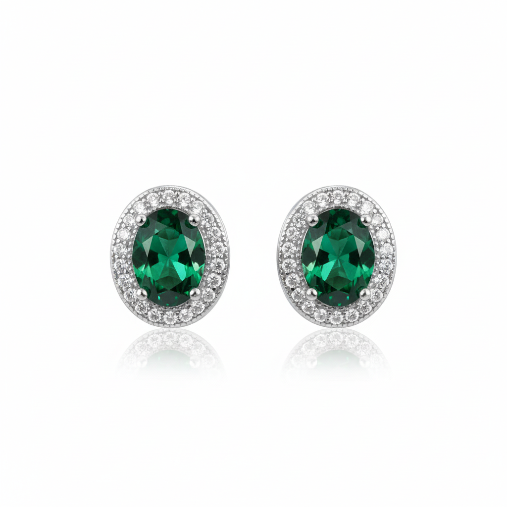 GREEN STONE CZ 925 SILVER PENDENT SET - Image 3