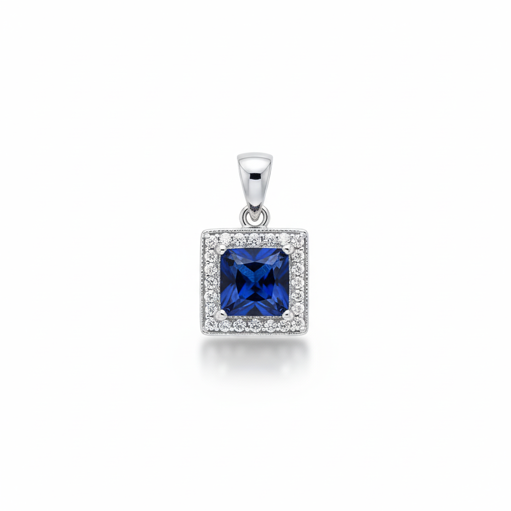 BLUE STONE CZ 925 SILVER PENDENT SET - Image 2