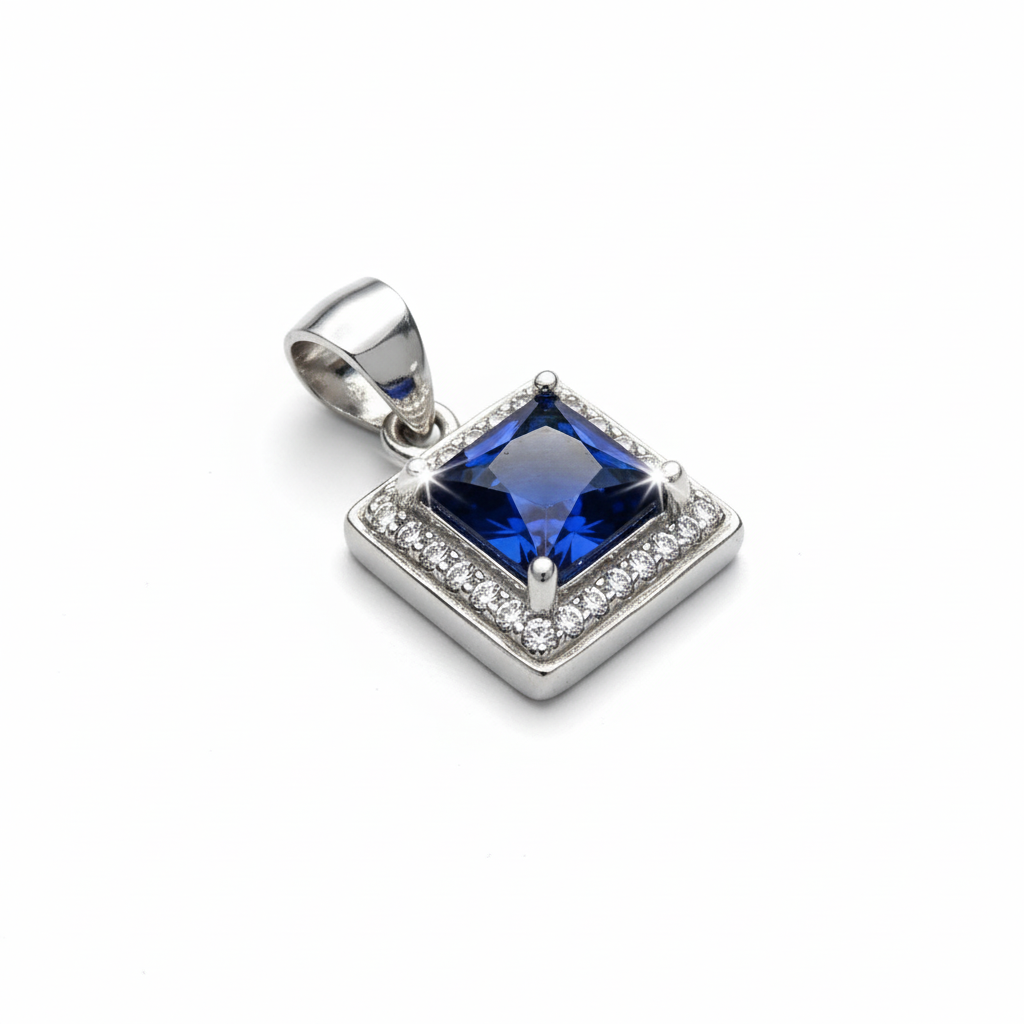 BLUE STONE CZ 925 SILVER PENDENT SET - Image 3