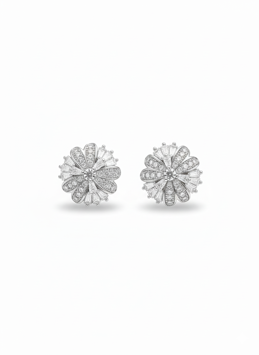 CZ RD FL EARRINGS
