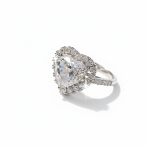 HEART SHAPED DIAMOND RING - 925 PURE SILVER