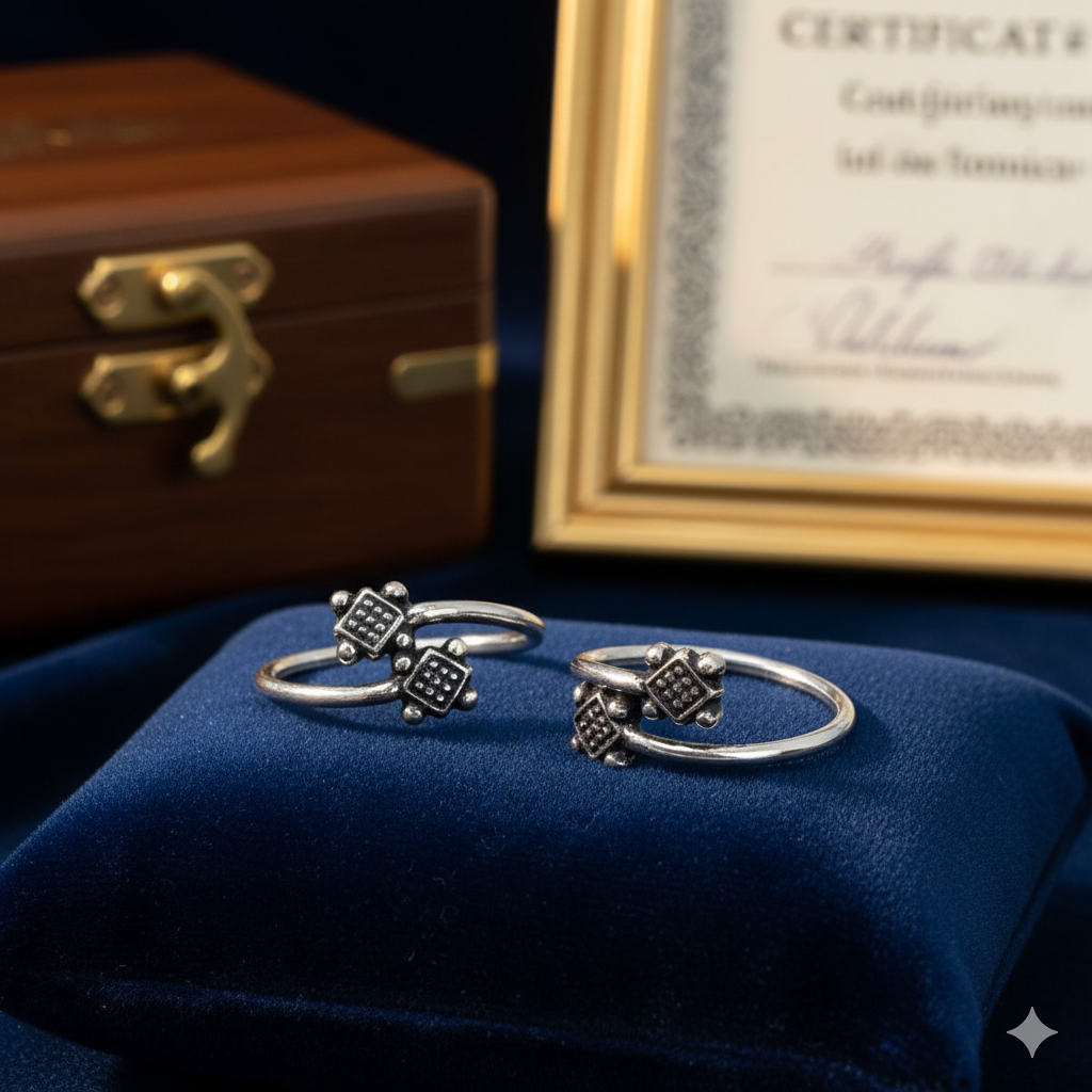 925 SILVER DIAMOND TOE RING - Image 2