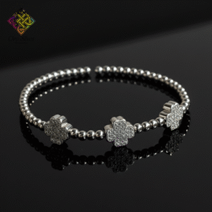 92.5 Sterling Silver CZ Clover Bracelet