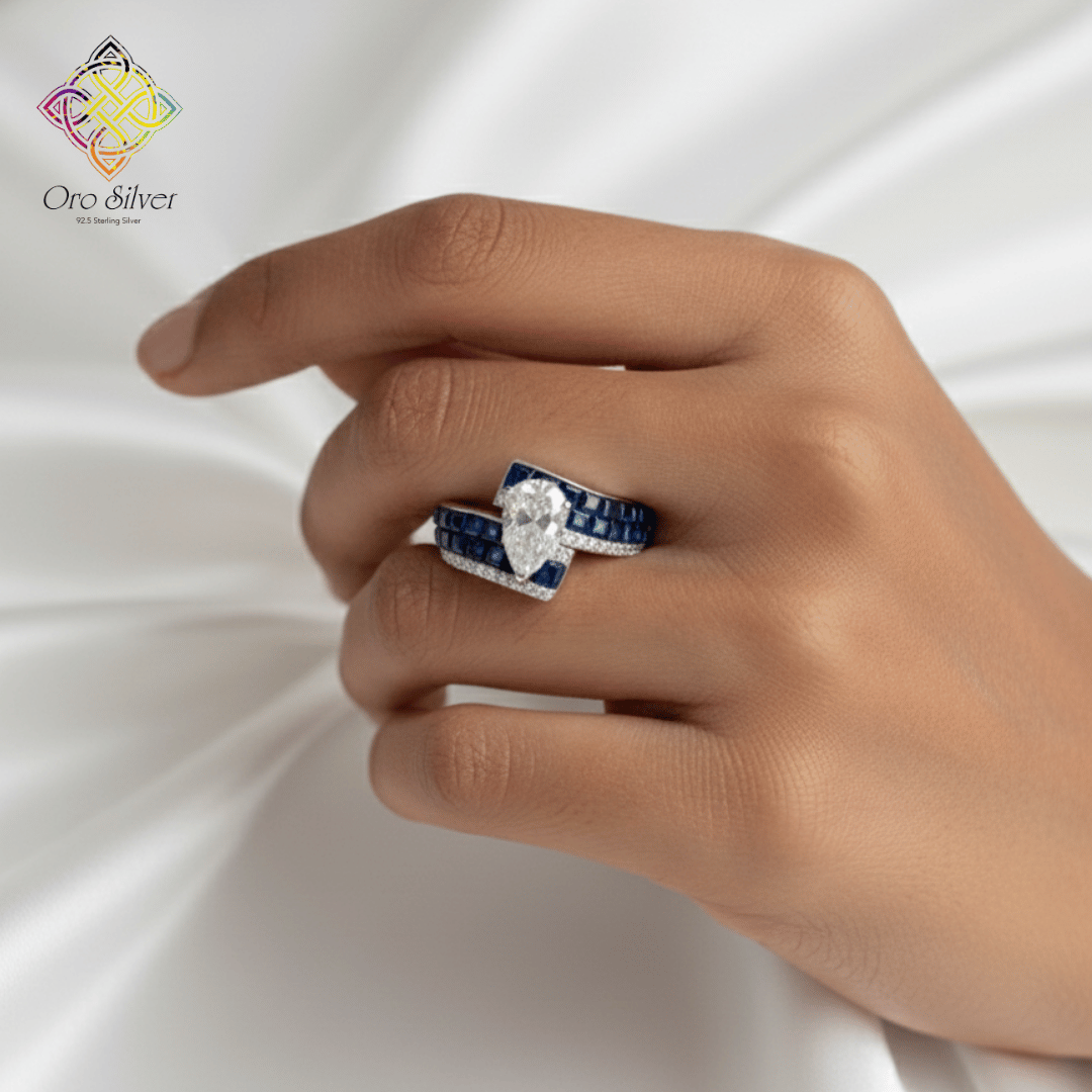 Sapphire and Pear-Cut Statement Ring - Image 4