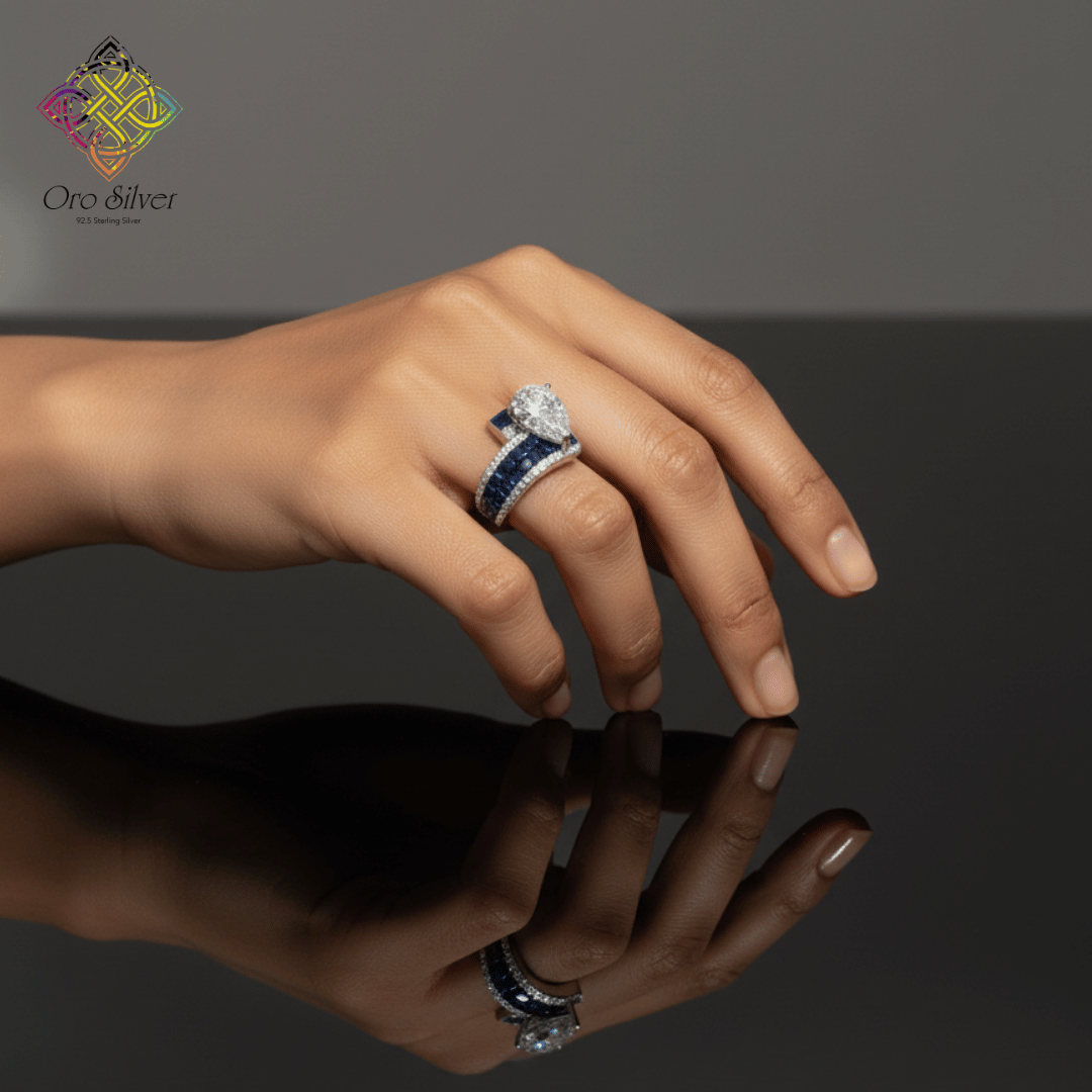 Sapphire and Pear-Cut Statement Ring - Image 3