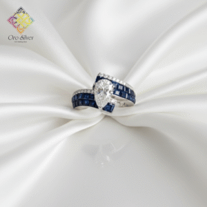 Sapphire and Pear-Cut Statement Ring