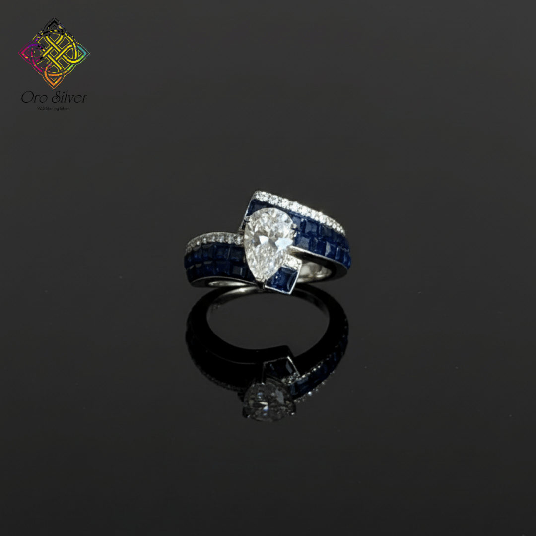 Sapphire and Pear-Cut Statement Ring - Image 2