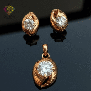 Rose Gold Plated Leaf & Solitaire Set